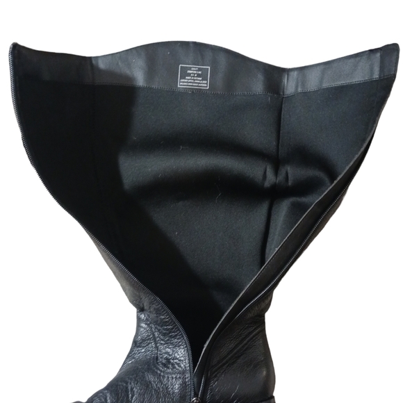 Franco Fortini Black Leather Wide Calf Riding Boots Wide Knee High Boots… - Picture 7 of 12